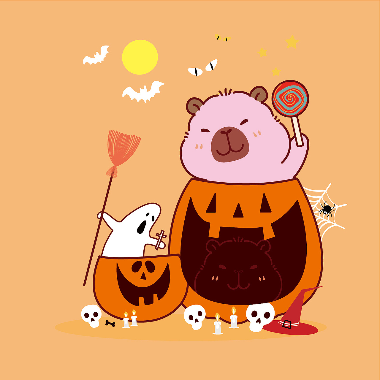 卡皮巴拉卡通插画设计水豚萌萌网红宠物