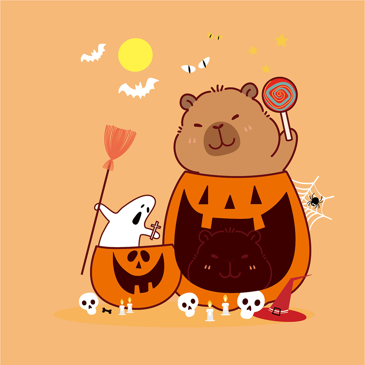 卡皮巴拉卡通插画设计水豚萌萌网红宠物