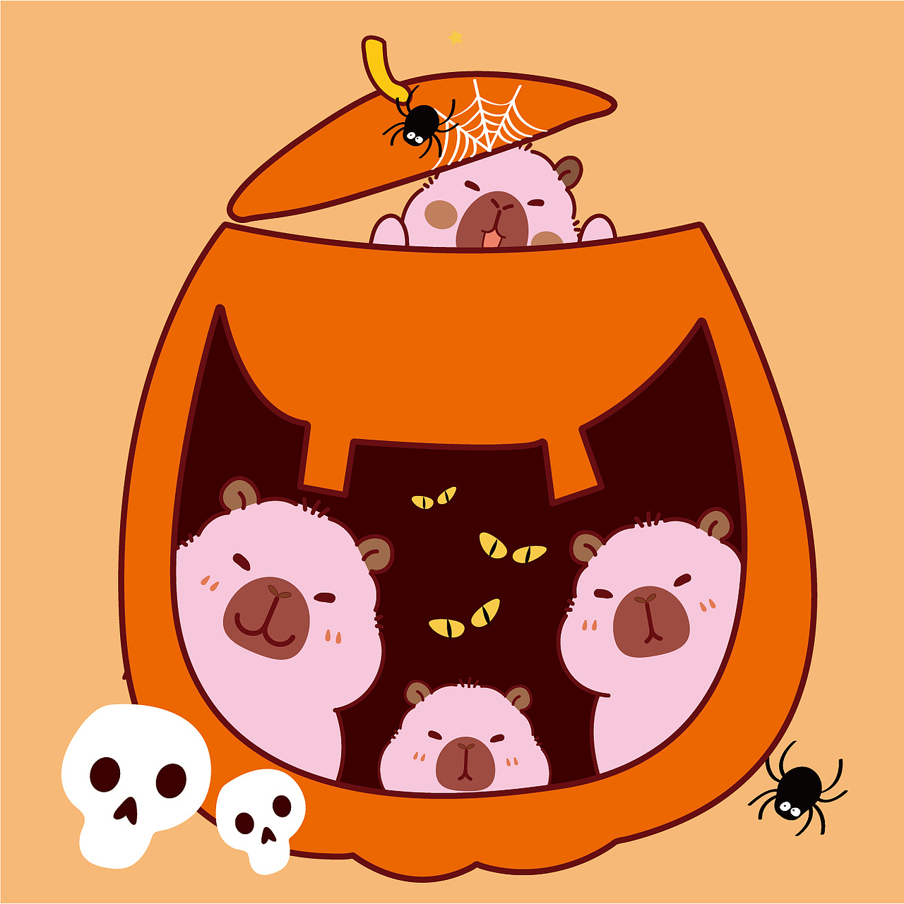 卡皮巴拉卡通插画设计水豚萌萌网红宠物