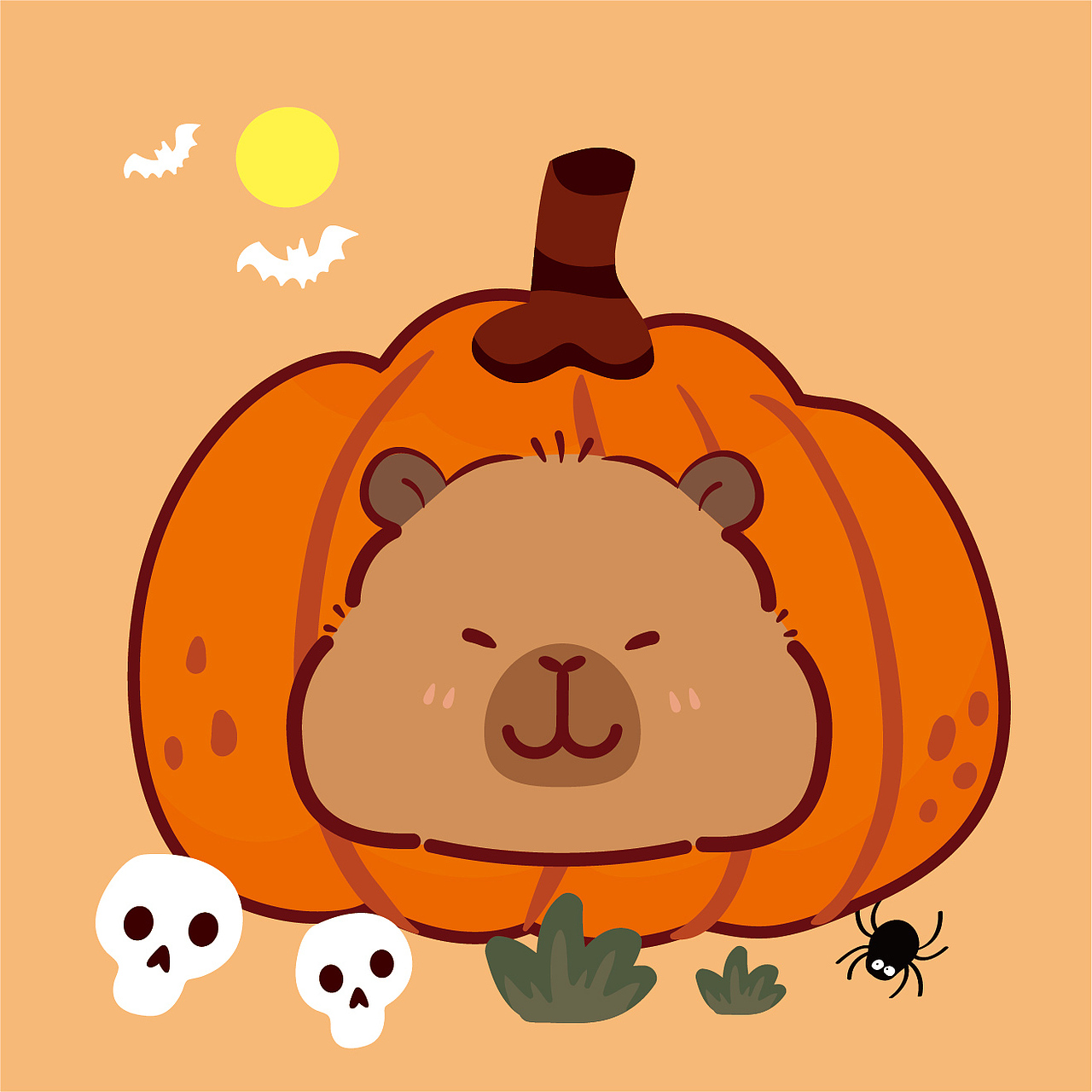 卡皮巴拉卡通插画设计水豚萌萌网红宠物