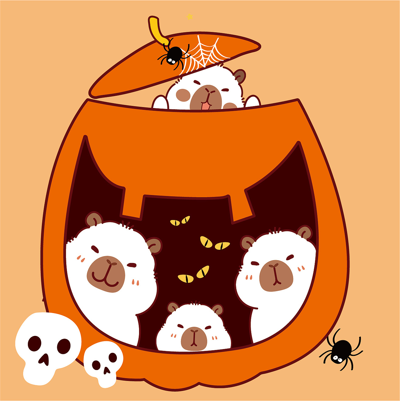 卡皮巴拉卡通插画设计水豚萌萌网红宠物