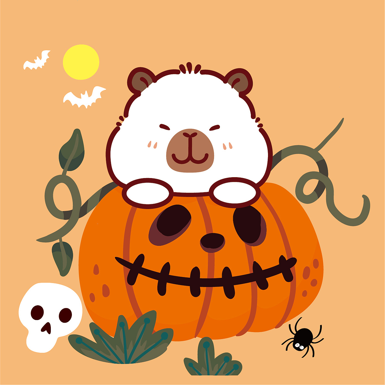 卡皮巴拉卡通插画设计水豚萌萌网红宠物