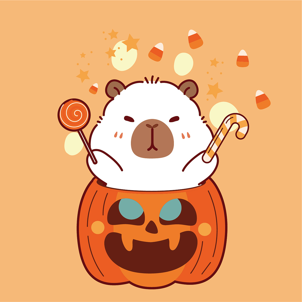 卡皮巴拉卡通插画设计水豚萌萌网红宠物