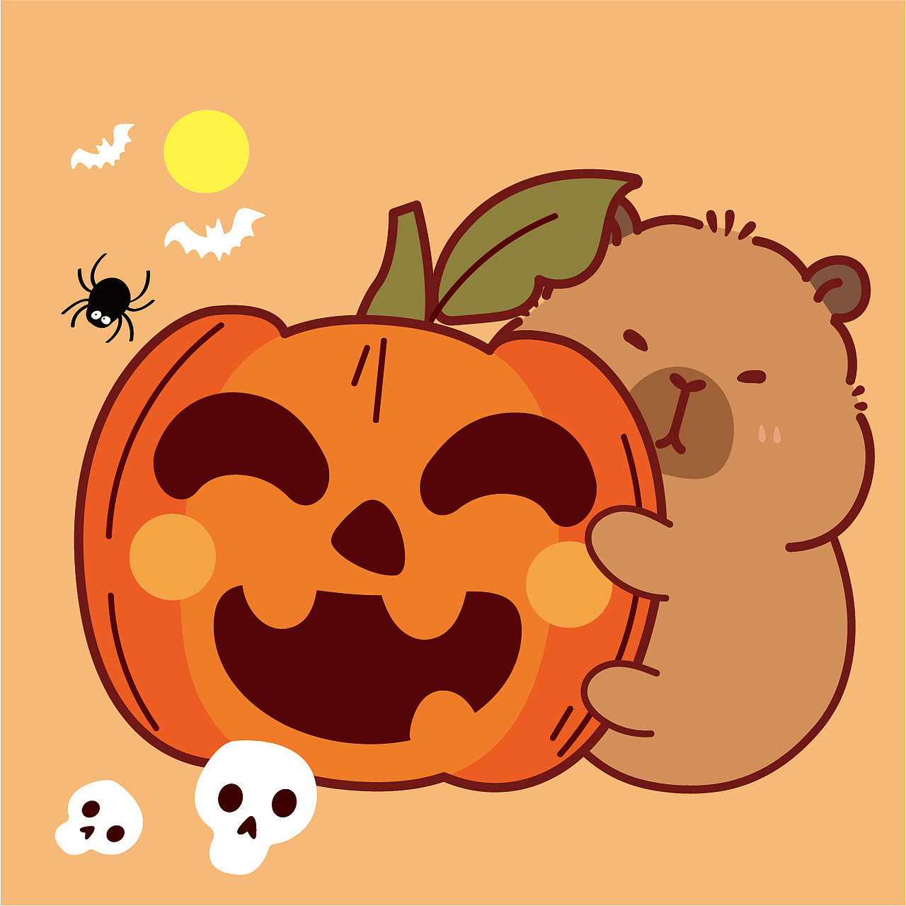 卡皮巴拉卡通插画设计水豚萌萌网红宠物