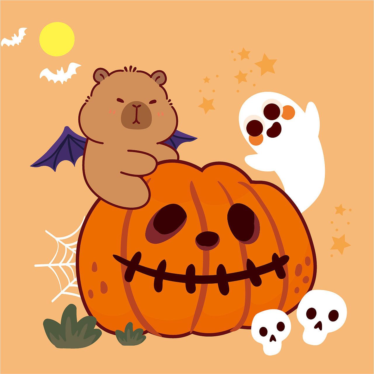 卡皮巴拉卡通插画设计水豚萌萌网红宠物