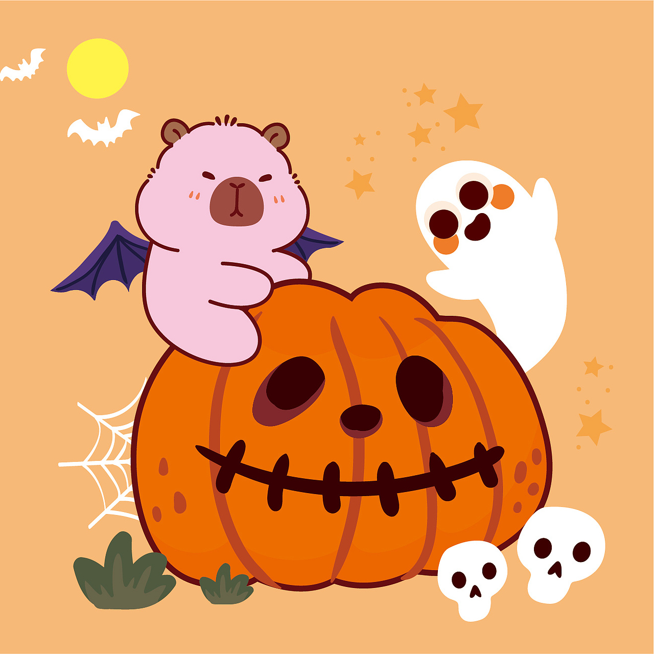 卡皮巴拉卡通插画设计水豚萌萌网红宠物