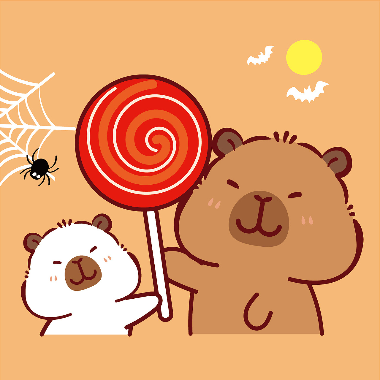 卡皮巴拉卡通插画设计水豚萌萌网红宠物