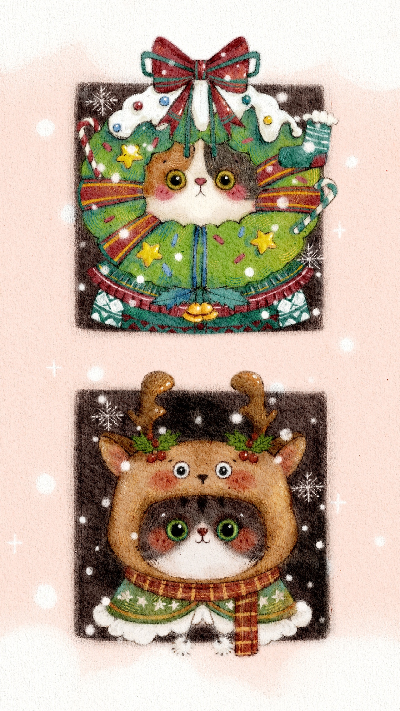 圣诞节小猫图案设计