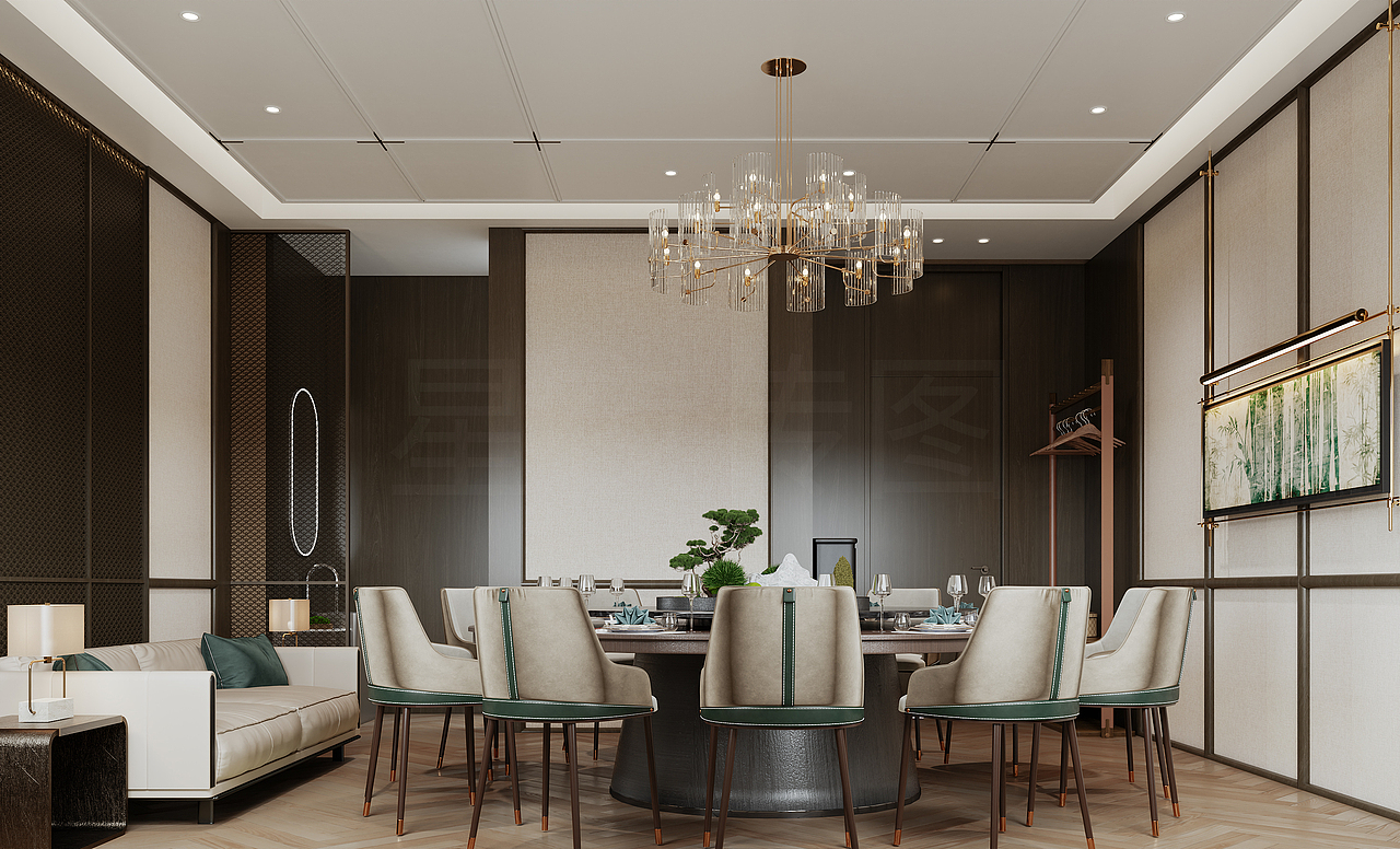 餐饮空间-轻奢饭店包间表现（图ZMzk5MDcxOTU2） - 酒店餐饮设计 - 站酷设计师朔风xy设计原创素材 - 站酷ZCOOL