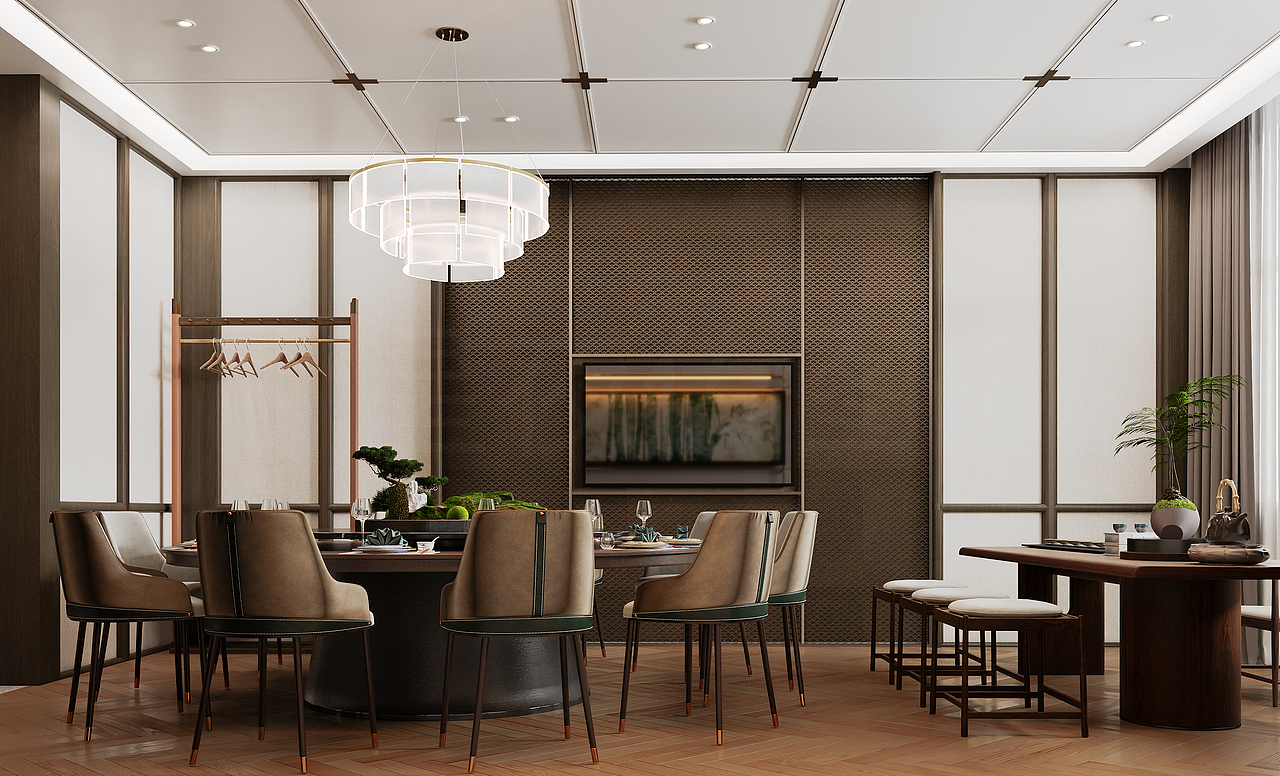 餐饮空间-轻奢饭店包间表现（图ZMzk5MDcxOTY4） - 酒店餐饮设计 - 站酷设计师朔风xy设计原创素材 - 站酷ZCOOL