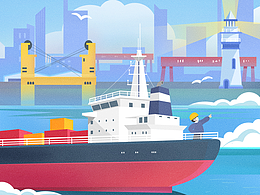 船舶企业文化宣传插画图（灰机稿）