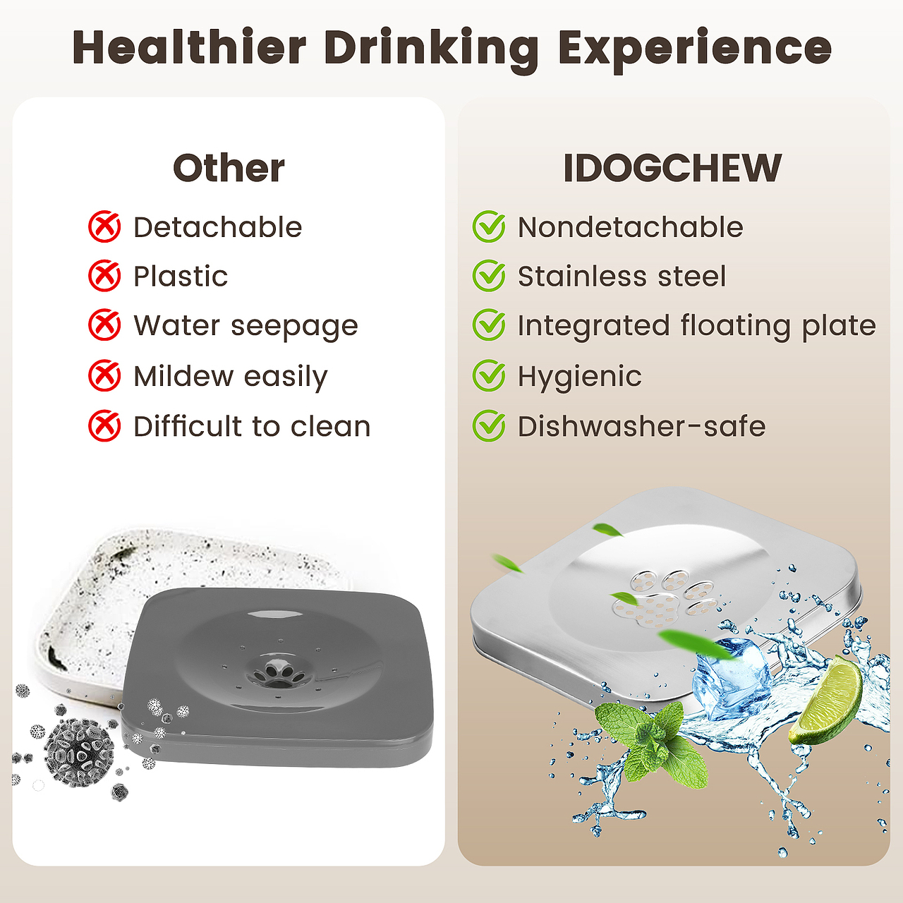 不锈钢方形漂浮水碗