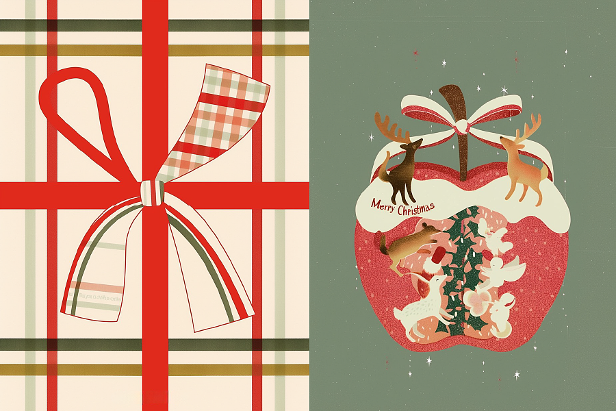 少女风圣诞插画