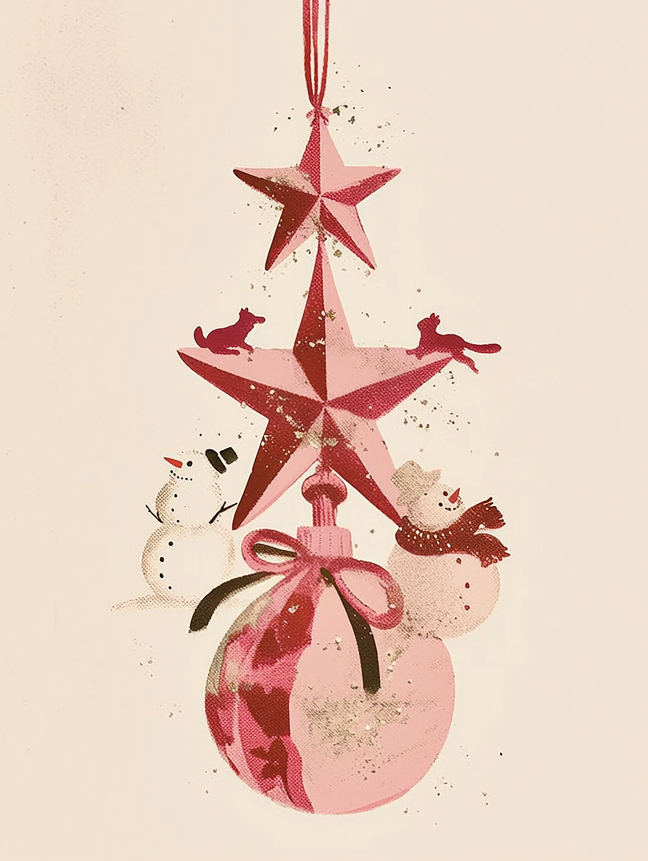 少女风圣诞插画