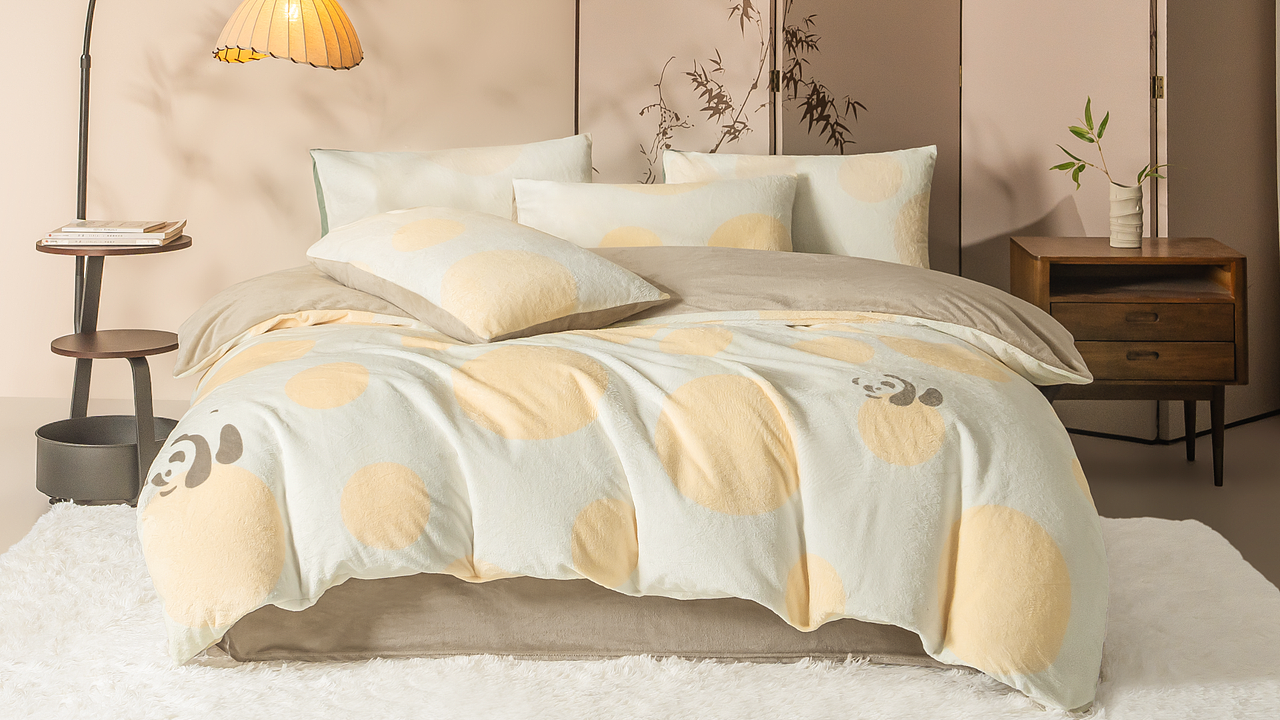 东方甄选—竹韵觅雪牛奶绒四件套