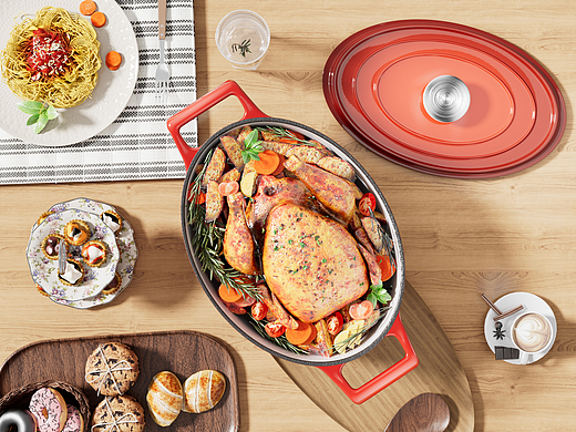 三维建模渲染-陶瓷铸铁锅｜跨境产品-C4D渲染