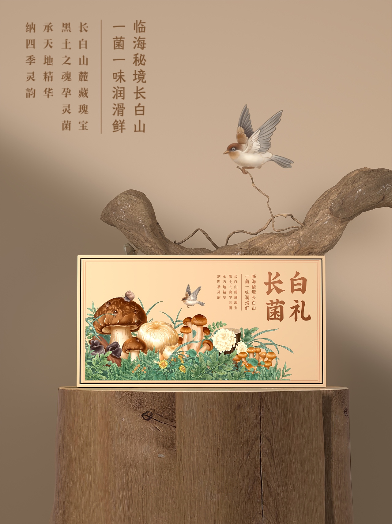 【长白菌礼】野生菌菇臻选礼盒菌菇插画包装礼盒设计（图ZMzk5MTM4MTcy） - 商业插画 - 站酷设计师南小笙原创素材 - 站酷ZCOOL