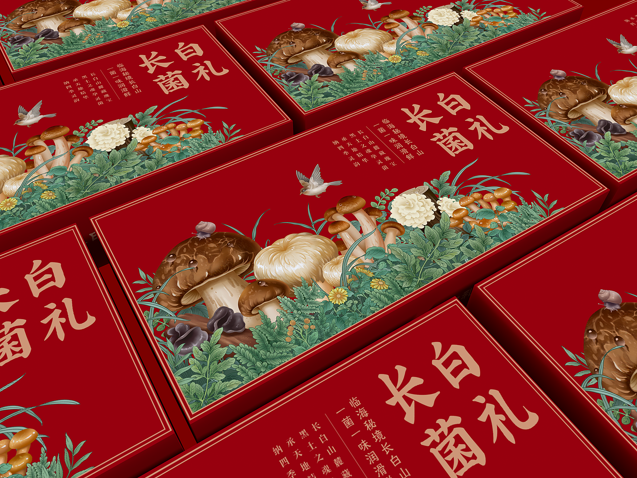 【长白菌礼】野生菌菇臻选礼盒菌菇插画包装礼盒设计（图ZMzk5MTM4MTY0） - 商业插画 - 站酷设计师南小笙原创素材 - 站酷ZCOOL