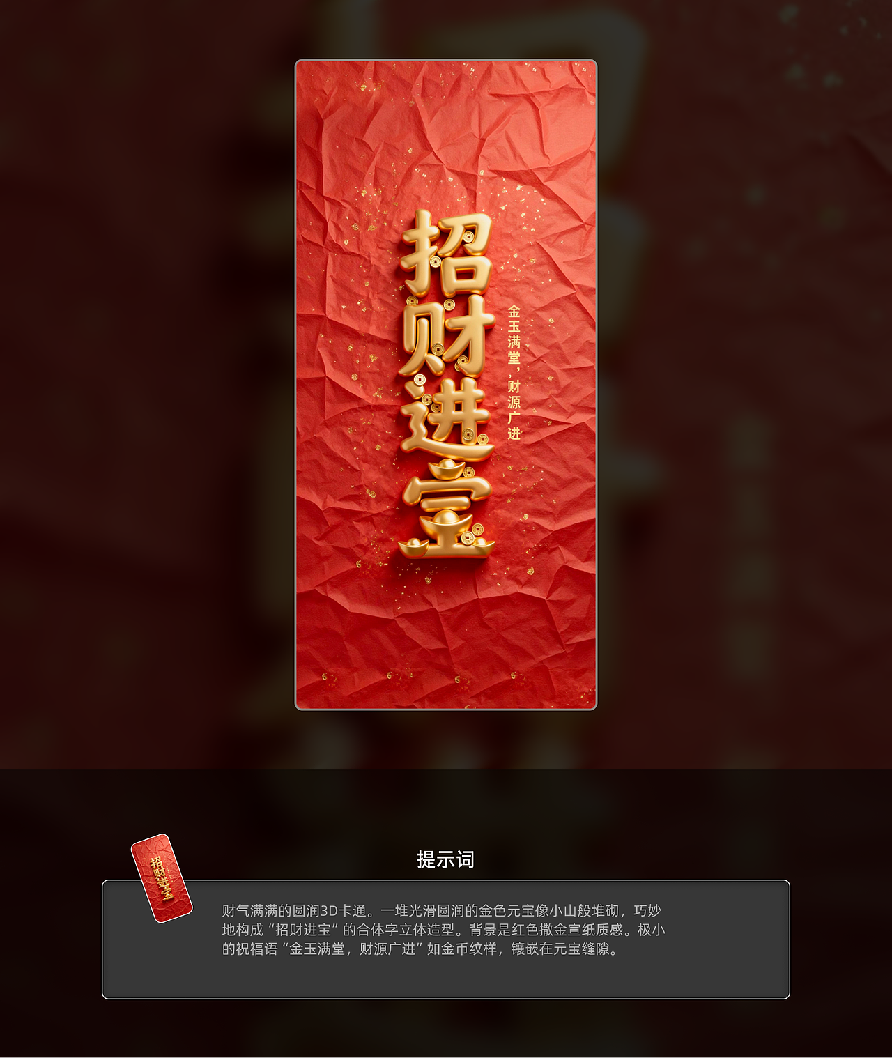 红红火火 | AI新年祝福海报设计-1.3（附提示词）（图ZMzk5MTQ2NDc2） - AI作品 - 站酷设计师不画图原创素材 - 站酷ZCOOL