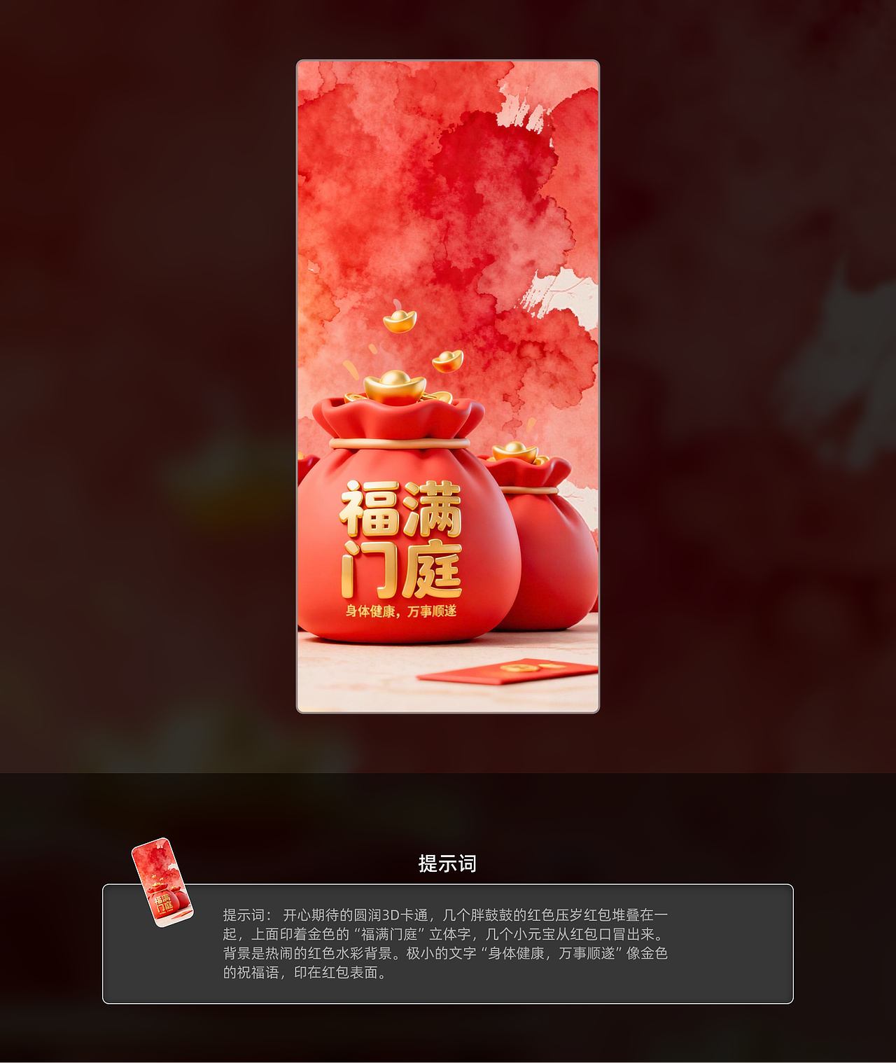 红红火火 | AI新年祝福海报设计-1.3（附提示词）（图ZMzk5MTQ2NDgw） - AI作品 - 站酷设计师不画图原创素材 - 站酷ZCOOL