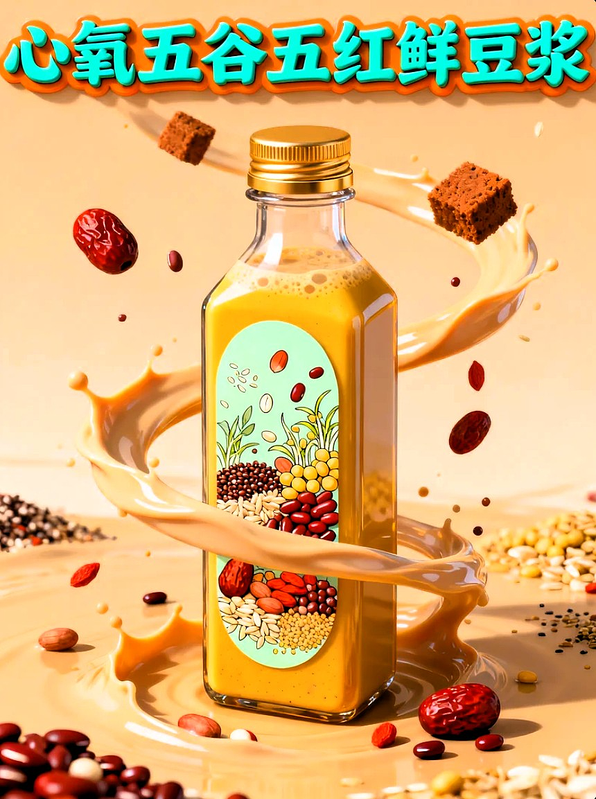 心氧五红五谷鲜豆浆