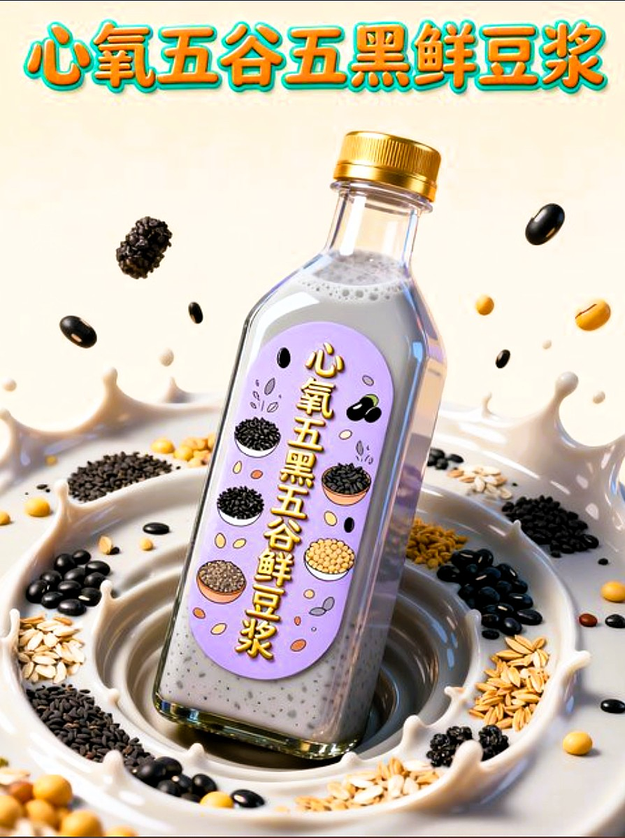 心氧五黑五谷鲜豆浆