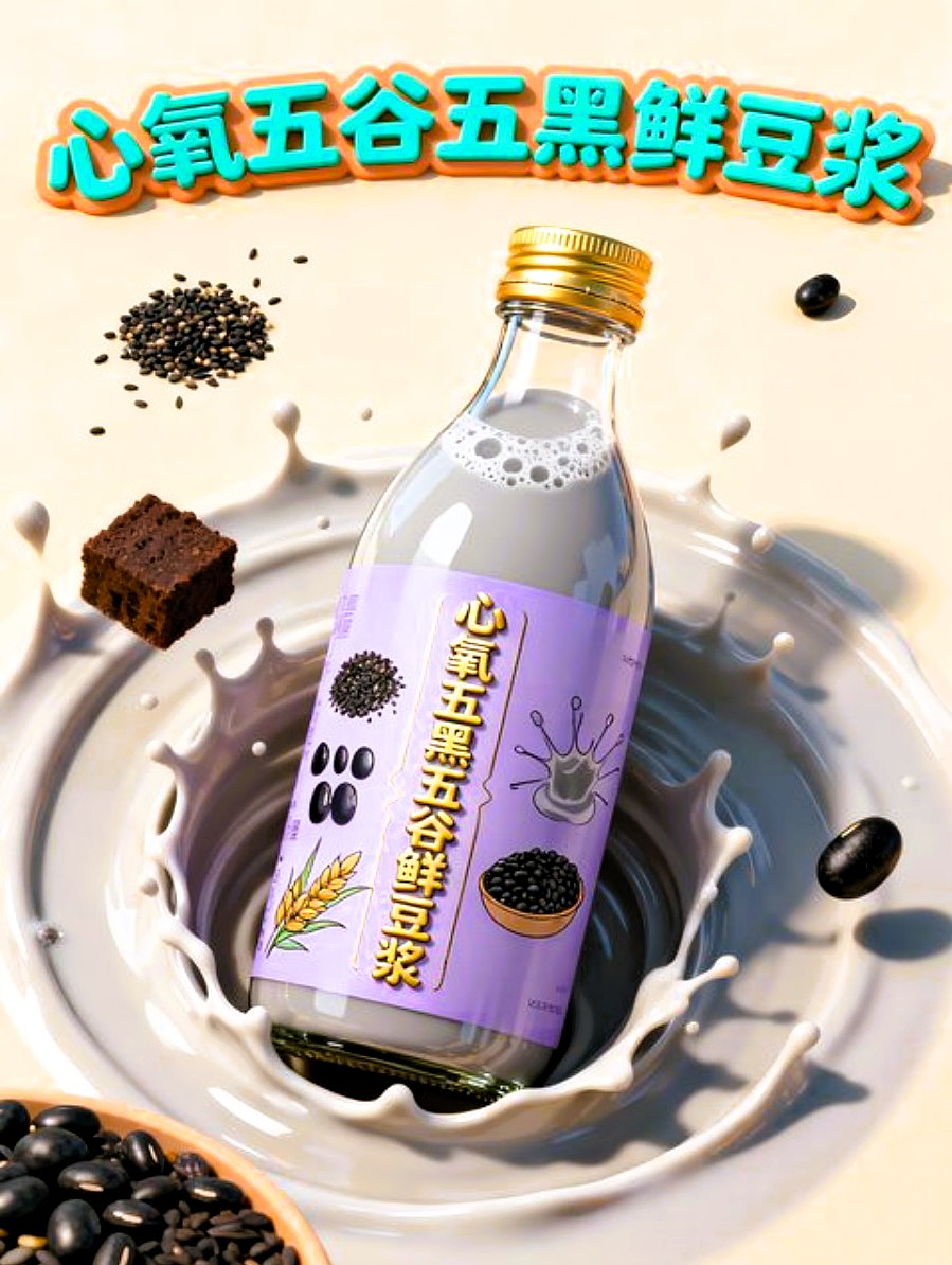 心氧五黑五谷鲜豆浆