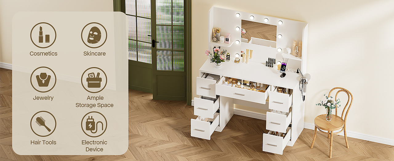 Amazon | 室内家居 化妆台效果图 主图A+案例分享