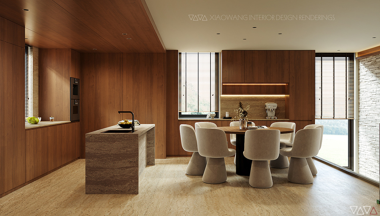 现代日式客餐厅效果图