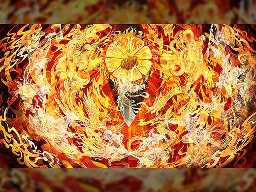 中国神话插画《金轮破霄》
