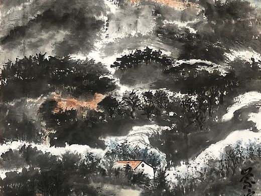 现代水墨写意山水画