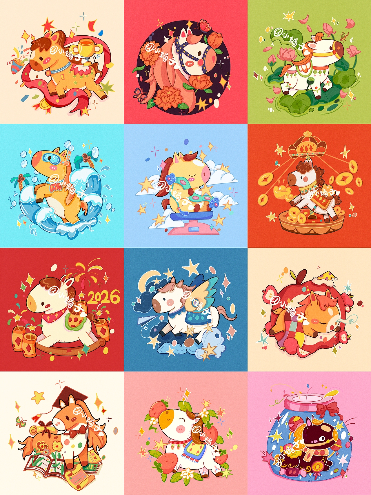 马年系列图（图ZMzk5MjI0NDA4） - 商业插画 - 站酷设计师小蝎子xz原创素材 - 站酷ZCOOL