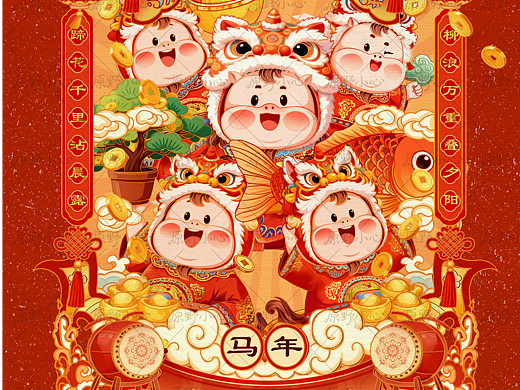 《马年国潮 IP 插画设计 | 传统年味新春碰撞》