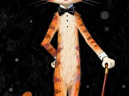 绘本插画头戴礼帽的猫绅士｜AI 灵感日历3