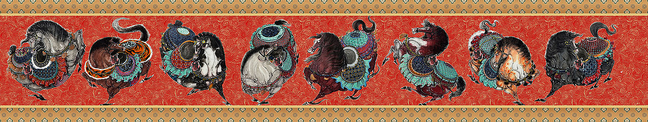 《马上发财》《马上有福》《马上封侯》《马上大吉》（图ZMzk5MjU0MTQ0） - 绘画 - 站酷设计师尹鸣鸿原创素材 - 站酷ZCOOL
