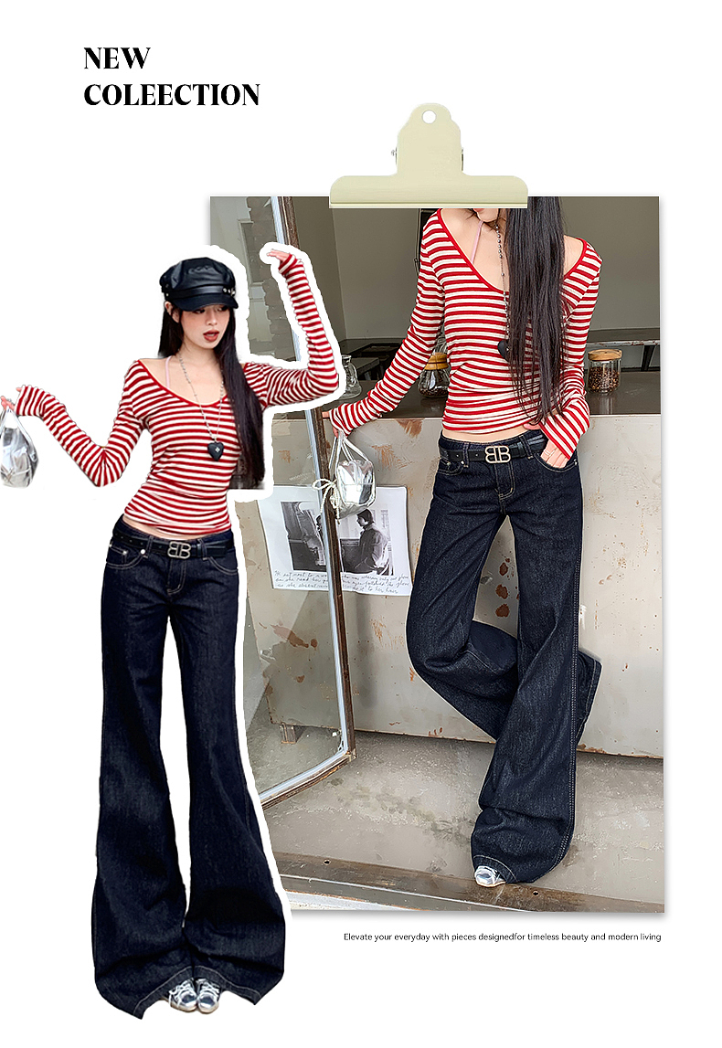 网红女装低腰牛仔裤详情页排版美式lookbook海报拼图
