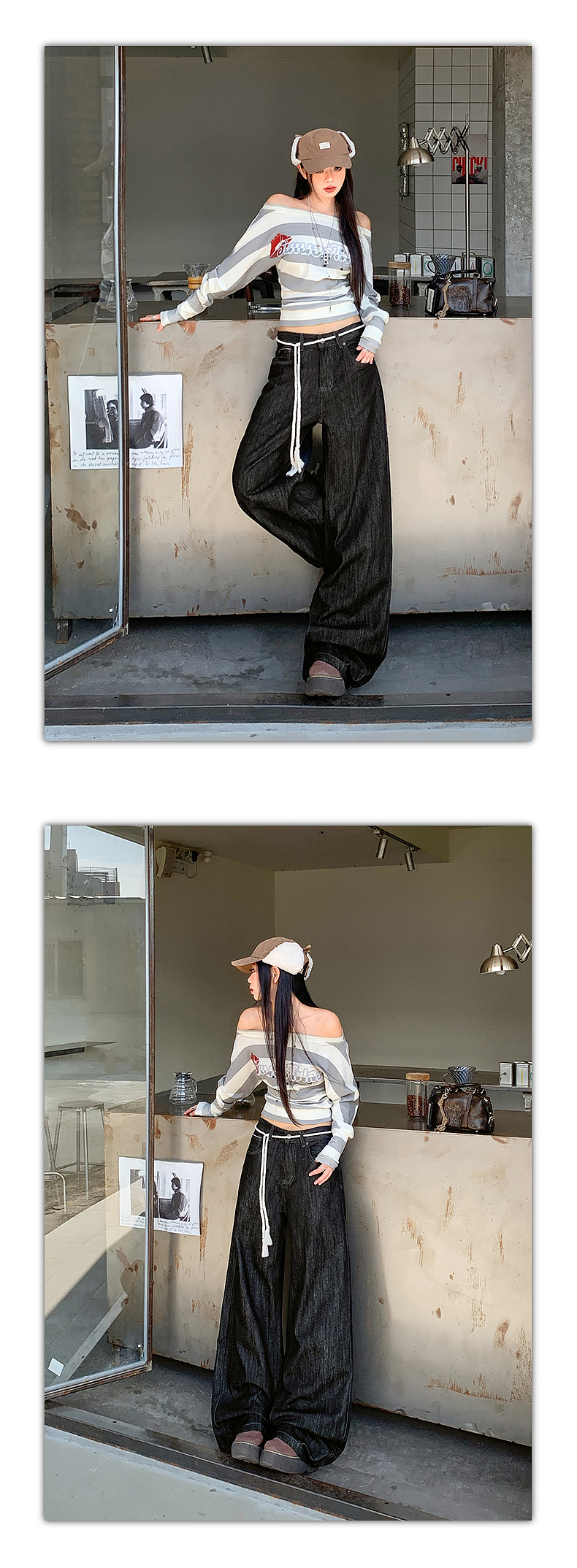 网红女装低腰牛仔裤详情页排版美式lookbook海报拼图