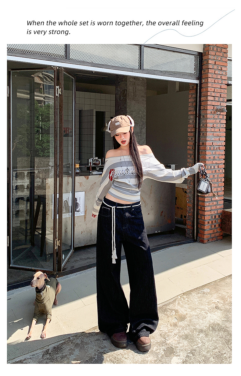 网红女装低腰牛仔裤详情页排版美式lookbook海报拼图