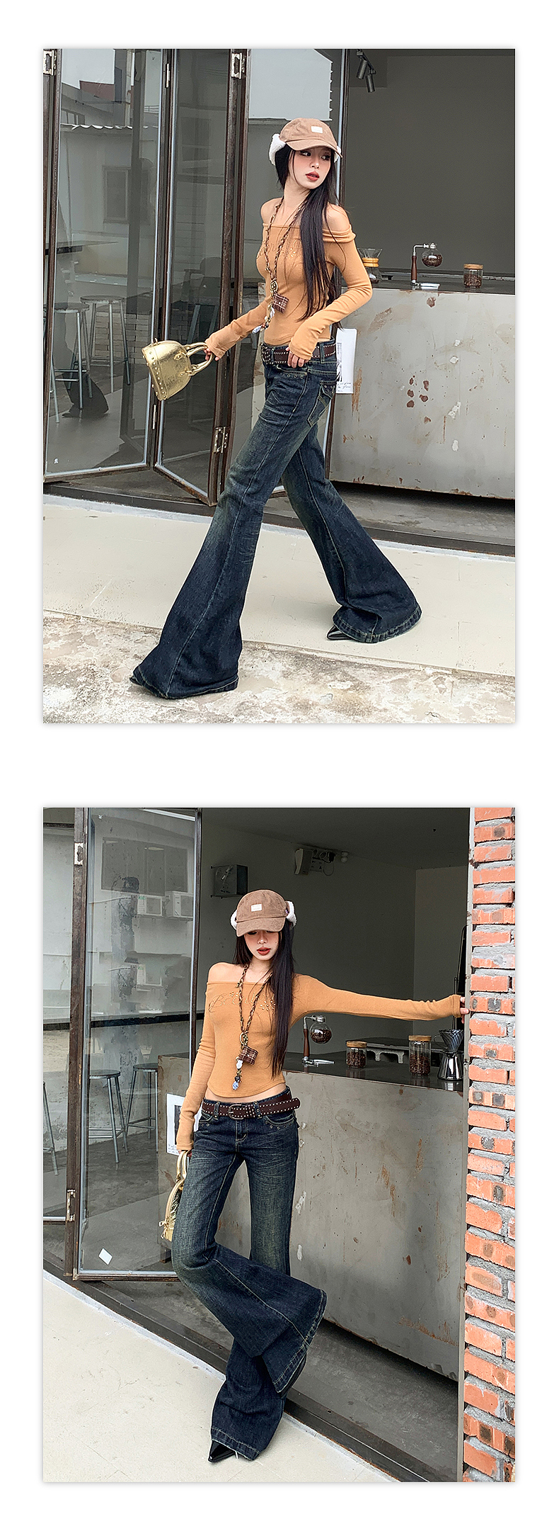 网红女装低腰牛仔裤详情页排版美式lookbook海报拼图