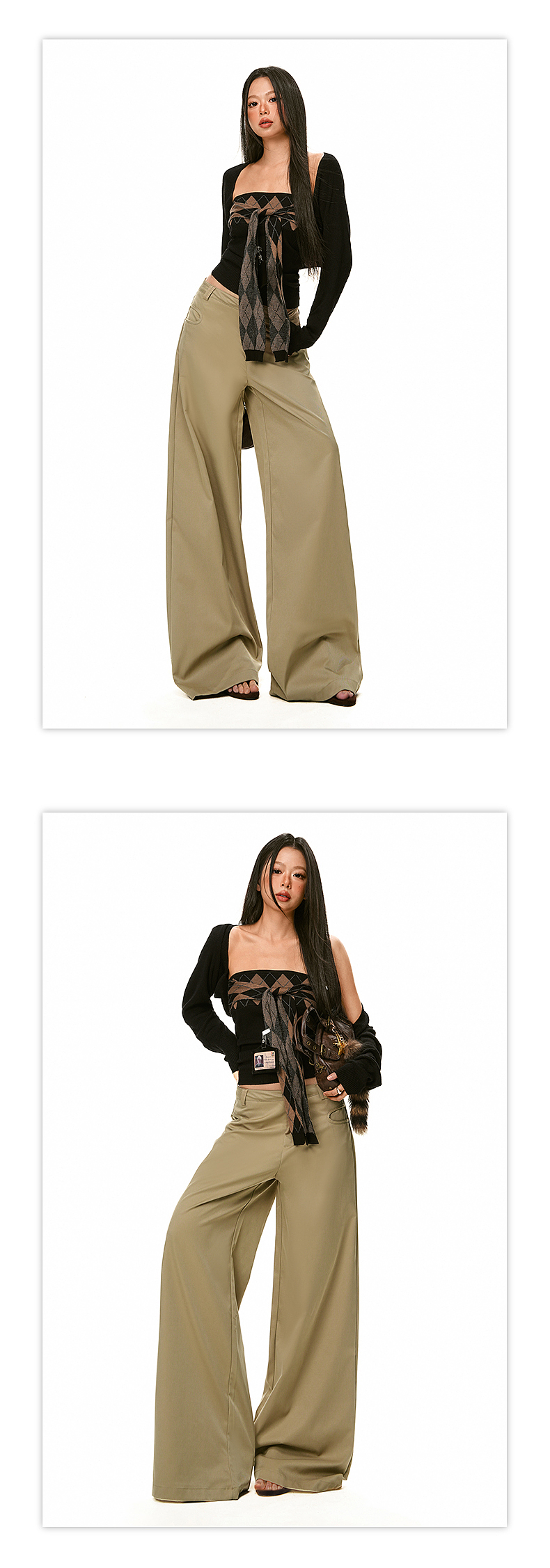 网红女装低腰休闲裤详情页排版美式lookbook海报拼图