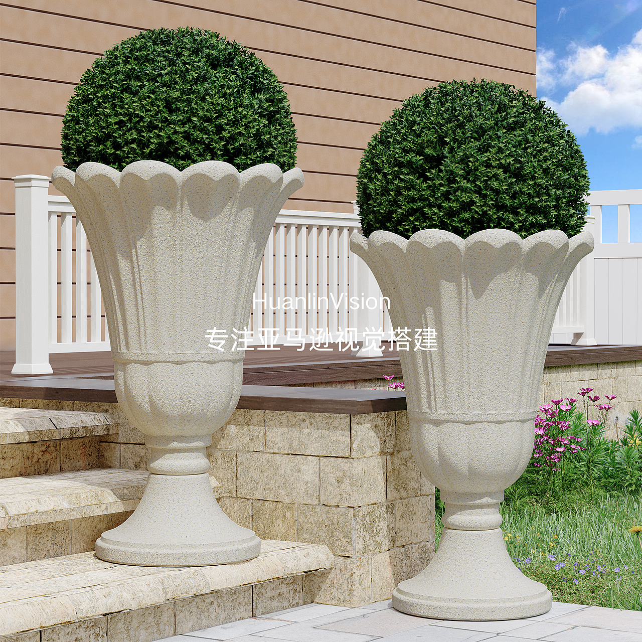 户外产品渲染 | 跨境电商 | 喷砂花盆| 主图A+案例