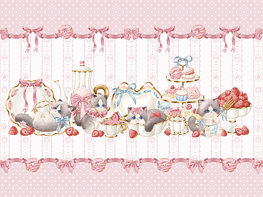 原创lolita柄图 布偶猫猫草莓茶