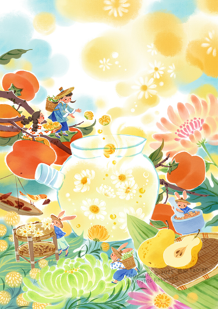 非遺系列 | 傳統(tǒng)工藝文化之本草·霜降（圖ZMzk5MjkyODA4） - 兒童插畫 - 站酷設(shè)計(jì)師桃染Lin原創(chuàng)素材 - 站酷ZCOOL