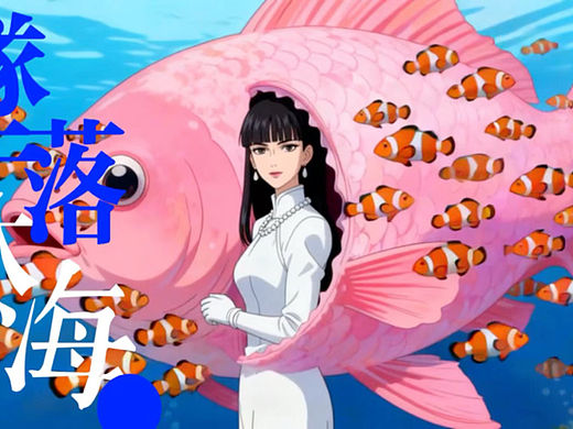 怪诞美学风格AI短片《坠入大海》