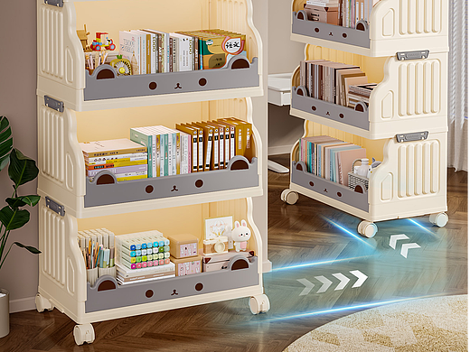 简约现代书架 折叠收纳柜详情页渲染