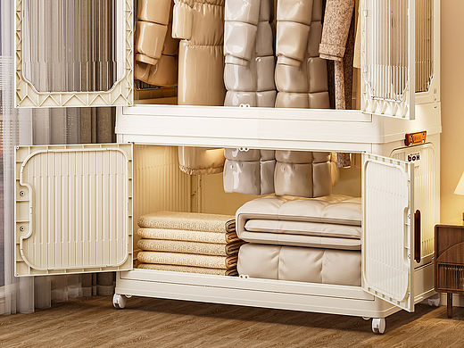 日式风衣柜 折叠收纳柜详情页渲染