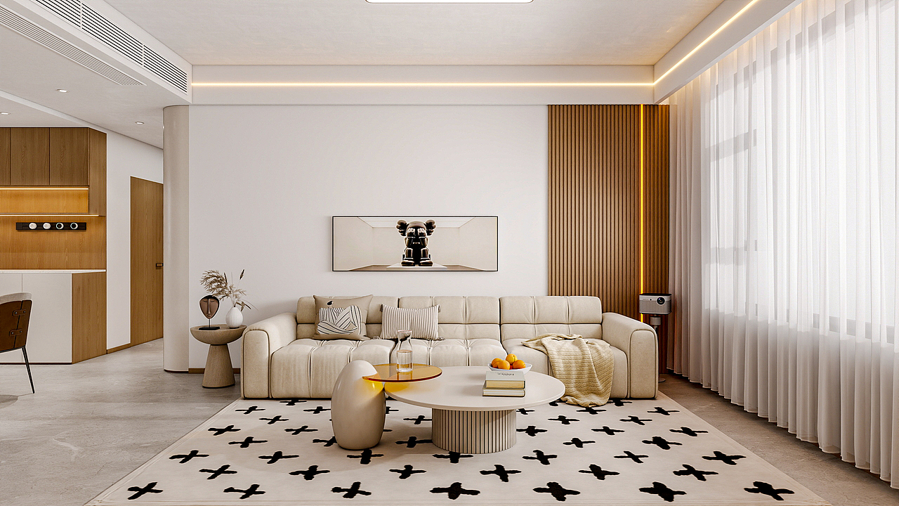 新疆乌鲁木齐绿景苑(87平方现代简约三居室)