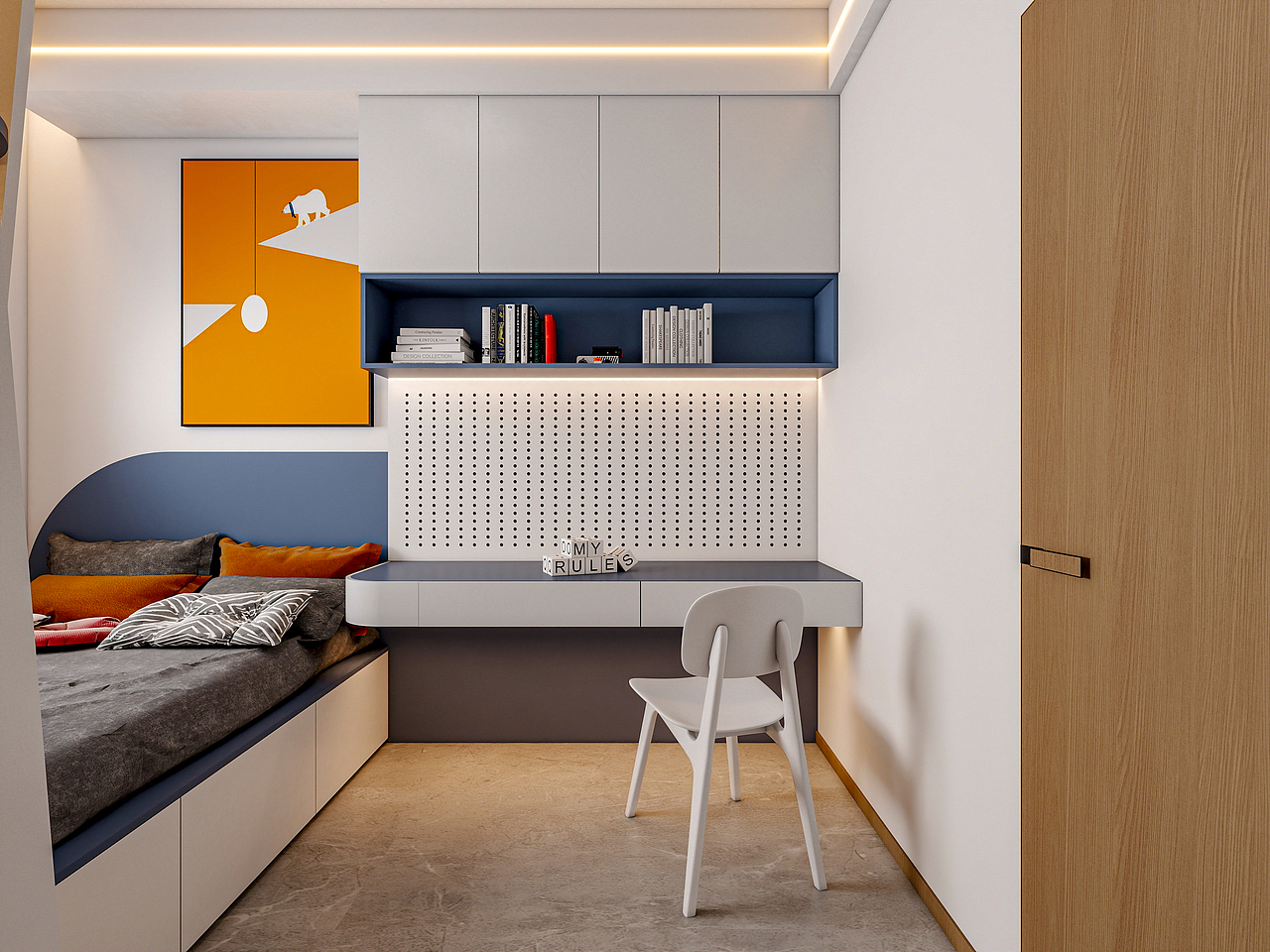 新疆乌鲁木齐绿景苑(87平方现代简约三居室)