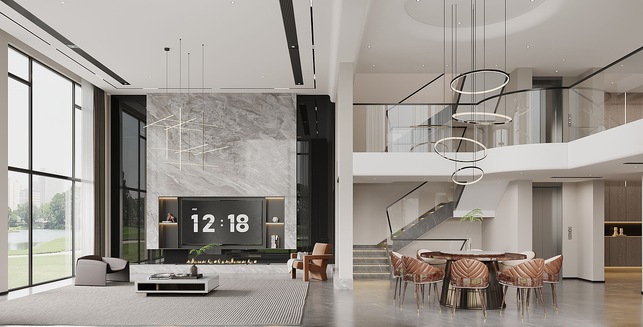 现代简约挑空别墅