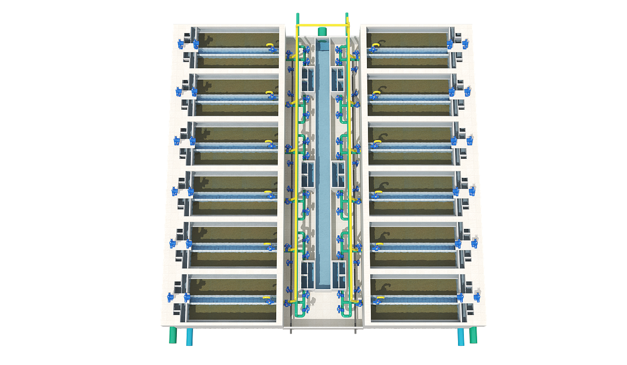 水厂三维效果图 三维建模 数字孪生